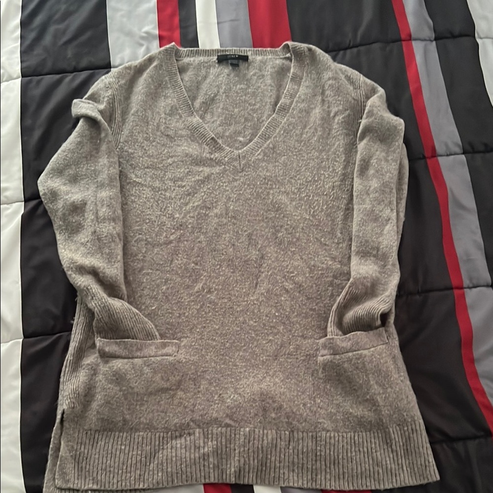 J. Crew Gray V-Neck Sweater Classic Style